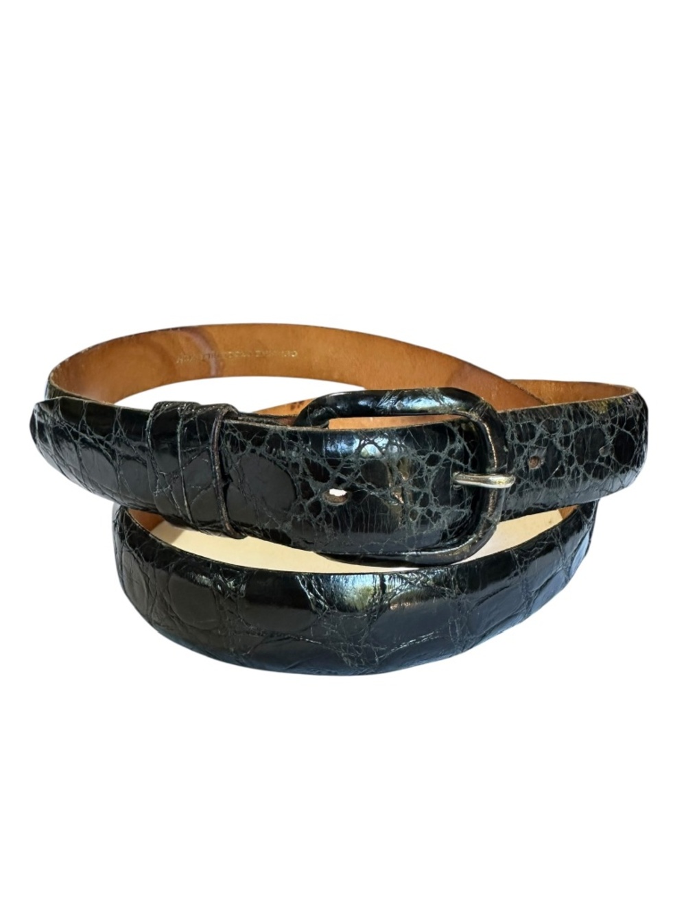 Vintage Genuine Black Crocodile Skin Casual Unisex Belt 34-36
